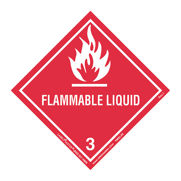Labelmaster Flammable Liquid Label, Worded, PK25 HMSL60S