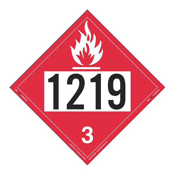 Labelmaster Flammable Liquid Placard 1219, PK25 ZEZ21219