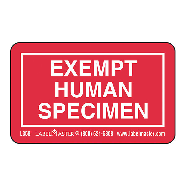 Labelmaster Exempt Specimen Label, Human, PK1000 L358