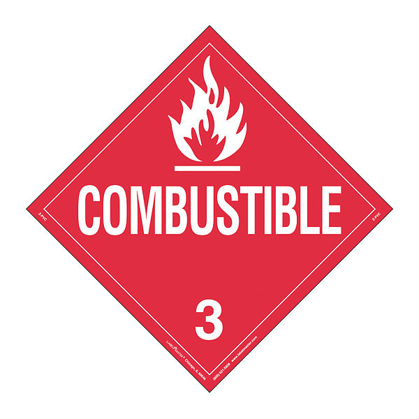 Labelmaster Combustible Liquid Placard, PK25 Z-PVC