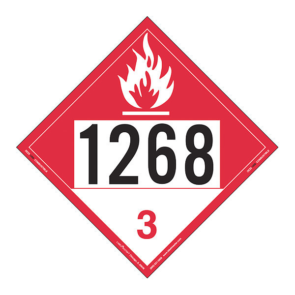 Labelmaster Combustible Liquid Placard, Vinyl, PK25 ZEZ91268