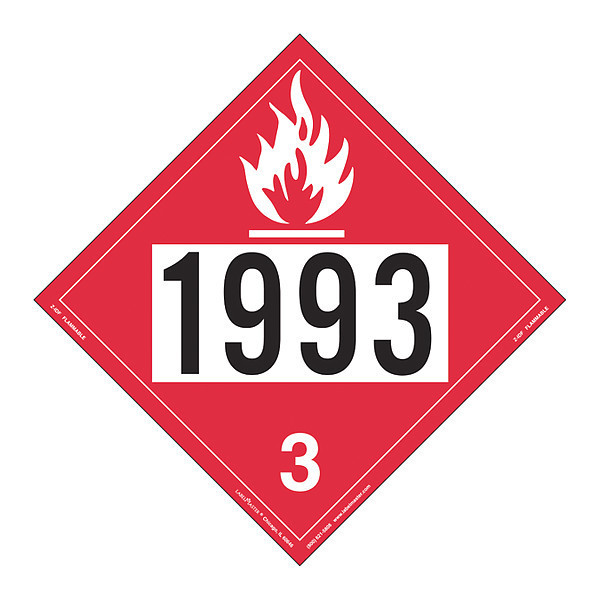 Labelmaster Flammable Liquid Placard, 1993, PK25 Z-IDF