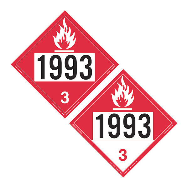 Labelmaster Placard1993 Flammable/1993, PK25 ZTV299393