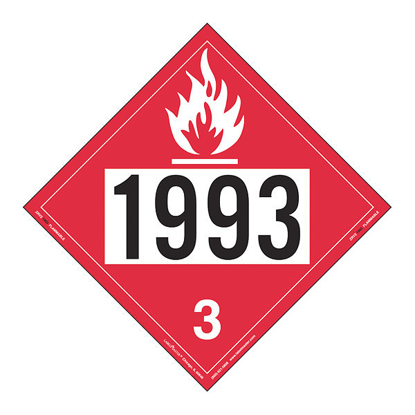 Labelmaster Flammable Liquid Placard, 1993, PK25 ZRV21993