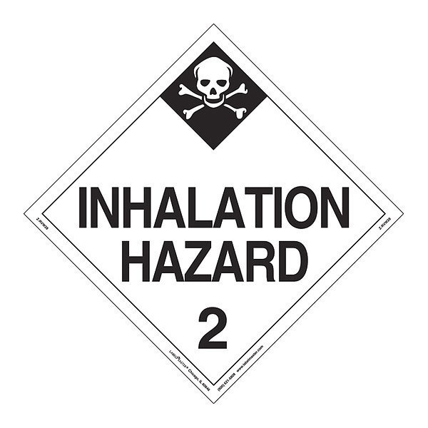 Labelmaster Inhalation Hazard 2 Placard, Vinyl, PK25 Z-RVW28