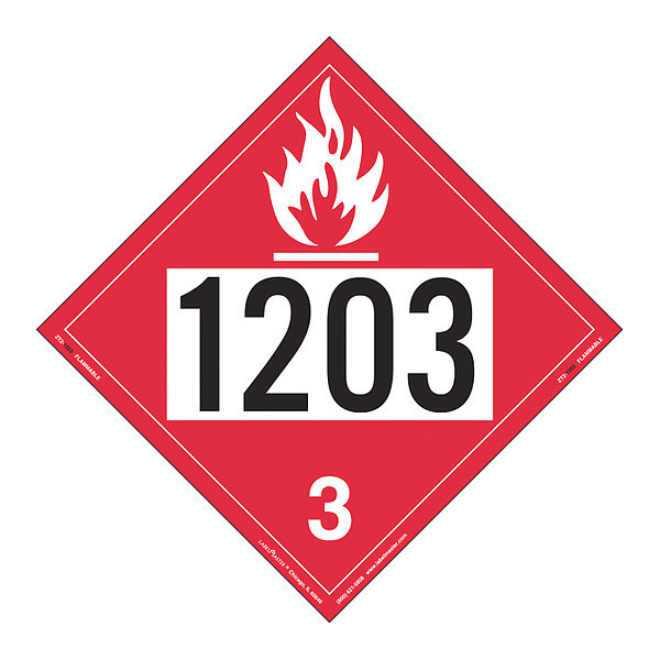 Labelmaster Flammable Liquid Placard 1203, PK25 ZT2-1203