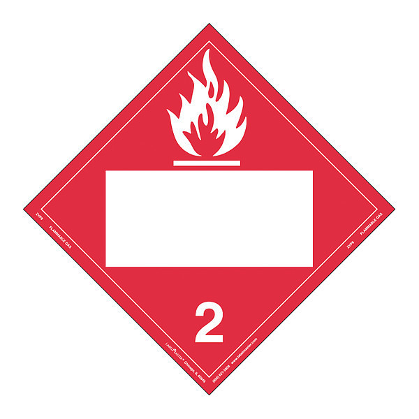 Labelmaster Flammable Gas Placard, Blank, PK25 ZVP8