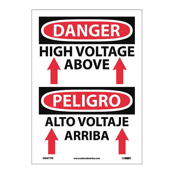 Nmc Danger High Voltage Above Sign - Bilingual ESD677PB