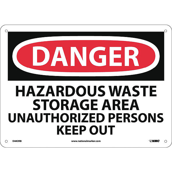 Nmc Danger Hazardous Waste Storage Area Sign, D442RB D442RB