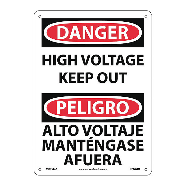 Nmc Danger High Voltage Keep Out Sign - Bilingual ESD139AB