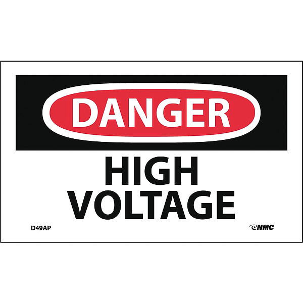 Nmc Danger High Voltage Label, Pk5 D49AP