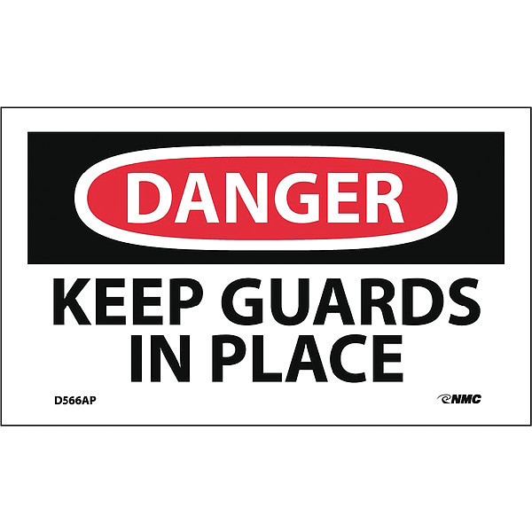 Nmc Danger Keep Guards In Place Label, Pk5 D566AP