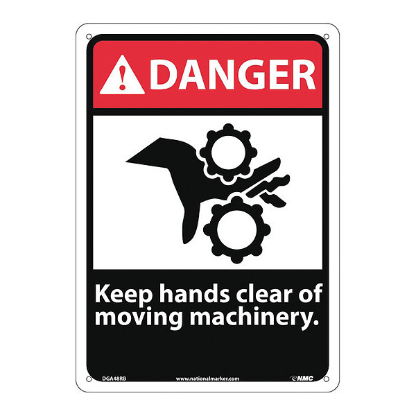 Nmc Danger Keep Hands Clear Of Moving Machinery Sign DGA48RB