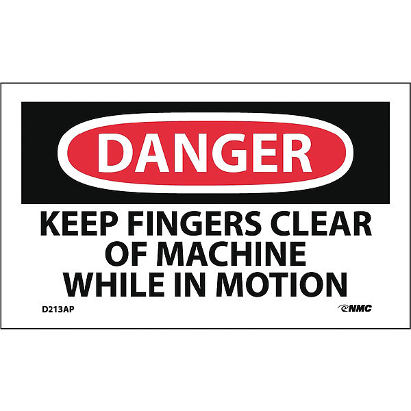 Nmc Danger Keep Fingers Clear Of Machine In Motion Label, Pk5 D213AP