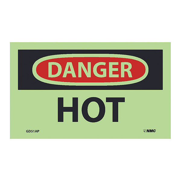 Nmc Danger Hot Label, Pk5, GD51AP GD51AP