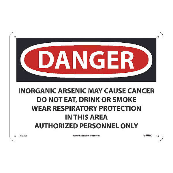 Nmc Danger Inorganic Arsenic May Cause Cancer Sign, D32EB D32EB