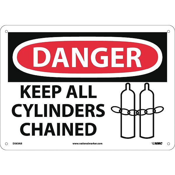 Nmc Danger Keep All Cylinders Chained Sign, D563AB D563AB