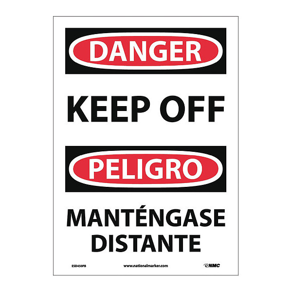 Nmc Danger Keep Off - Bilingual Sign, ESD450PB ESD450PB