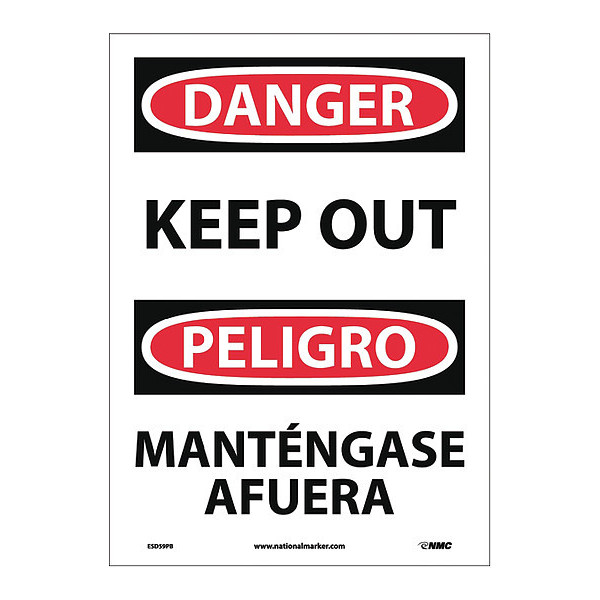 Nmc Danger Keep Out Sign - Bilingual, ESD59PB ESD59PB