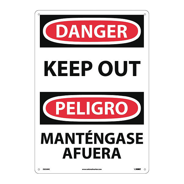 Nmc Danger Keep Out Sign - Bilingual, ESD59RC ESD59RC