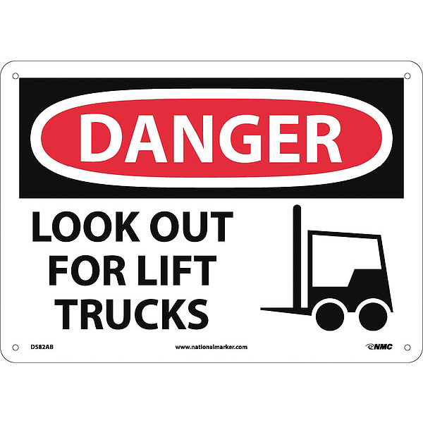 Nmc Danger Look Out For Lift Trucks Sign, D582AB D582AB