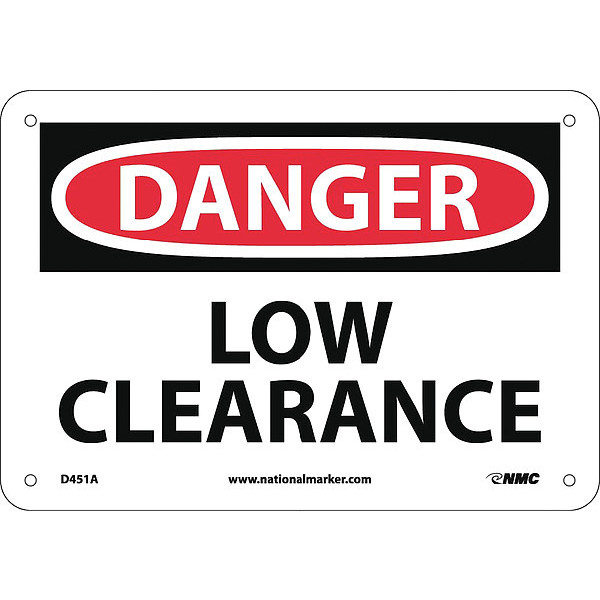 Nmc Danger Low Clearance Sign - Bilingual, D451A D451A