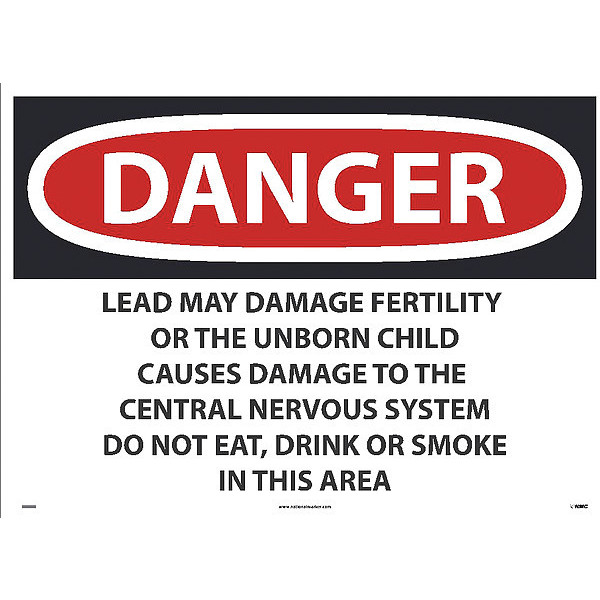 Nmc Danger Lead Work Area Sign, D36PD D36PD