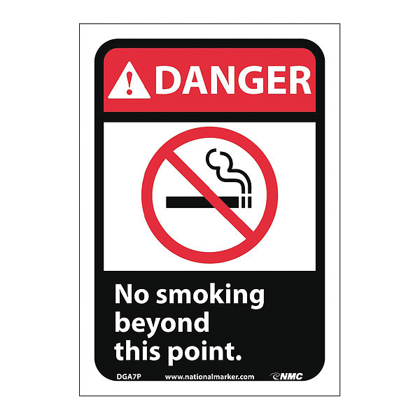 Nmc Danger No Smoking Beyond This Point Sign, DGA7P DGA7P