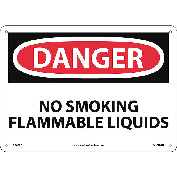 Nmc Danger No Smoking Flammable Liquids Sign, D588RB D588RB