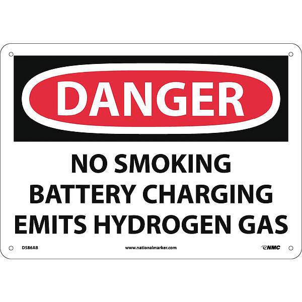 Nmc Danger No Smoking Battery Charging Sign, D586AB D586AB