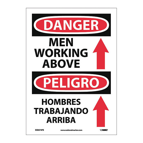 Nmc Danger Men Working Above Sign - Bilingual, ESD674PB ESD674PB