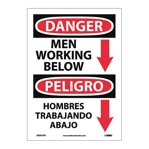 Nmc Danger Men Working Below Sign - Bilingual, ESD675PB ESD675PB