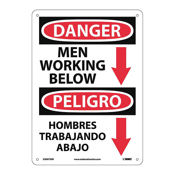 Nmc Danger Men Working Below Sign - Bilingual, ESD675RB ESD675RB