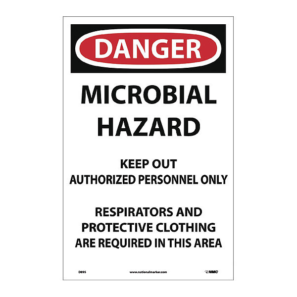 Nmc Danger Microbial Hazard Paper Sign, Pk100, D895 D895