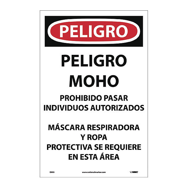 Nmc Danger Microbial Hazard Spanish Paper Hazard Sign, Pk100 D995