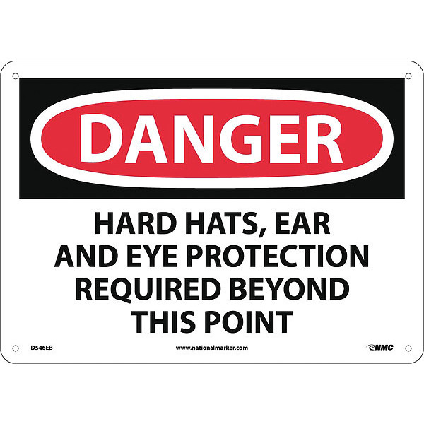 Nmc Danger Multi Protection Required Sign, 10 in Height, 14 in Width, Rigid Plastic D546RB