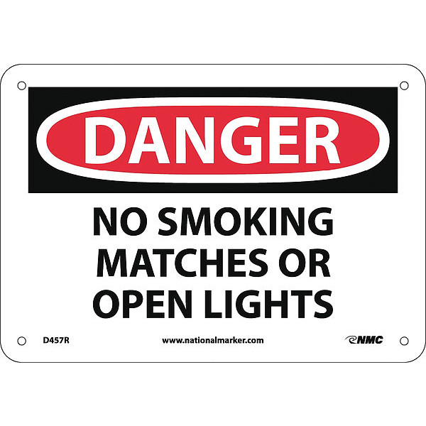 Nmc Danger No Smoking Matches Or Open Flames Sign, D457R D457R