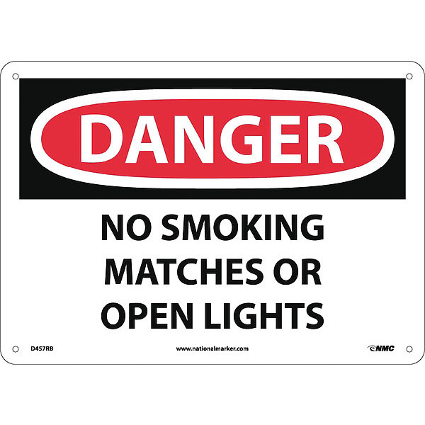 Nmc Danger No Smoking Matches Or Open Flames Sign, D457RB D457RB