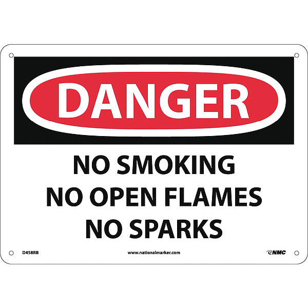 Nmc Danger No Smoking No Open Flames No Sparks Sign, D458RB D458RB