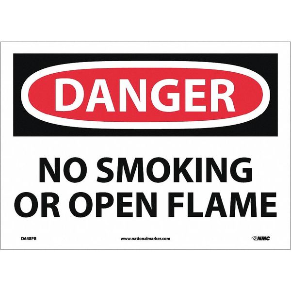 Nmc Danger No Smoking Or Open Flame Sign, D648PB D648PB