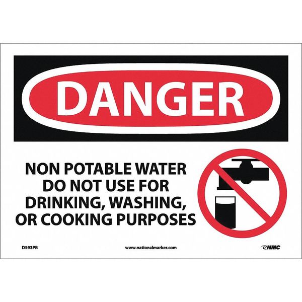 Nmc Danger Non-Potable Water Do Not Use Sign, D593PB D593PB