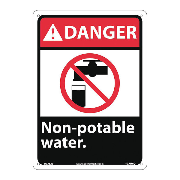 Nmc Danger Non-Potable Water Sign, DGA5AB DGA5AB
