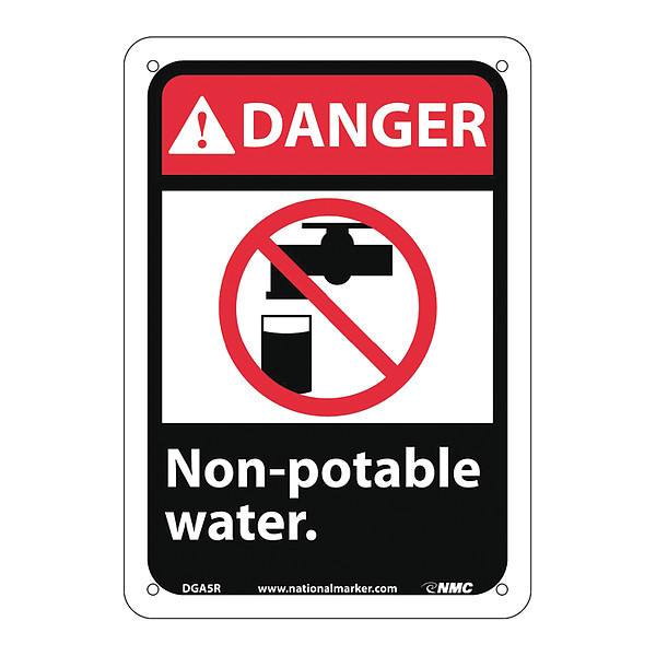 Nmc Danger Non-Potable Water Sign, DGA5R DGA5R