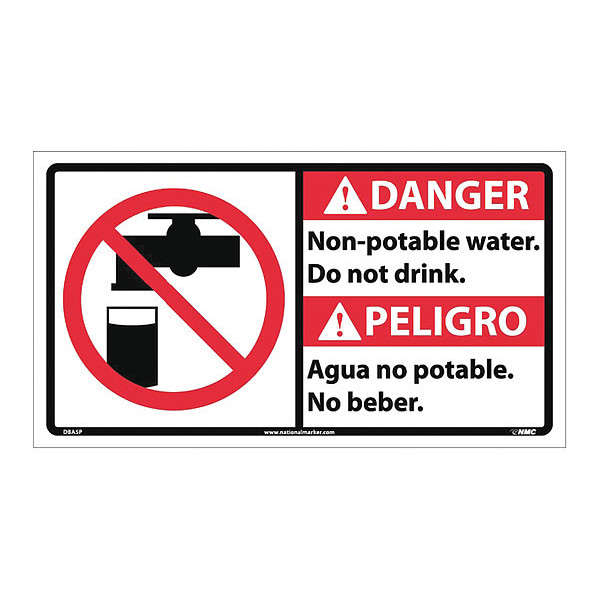 Nmc Danger Non-Potable Water Sign - Bilingual, DBA5P DBA5P