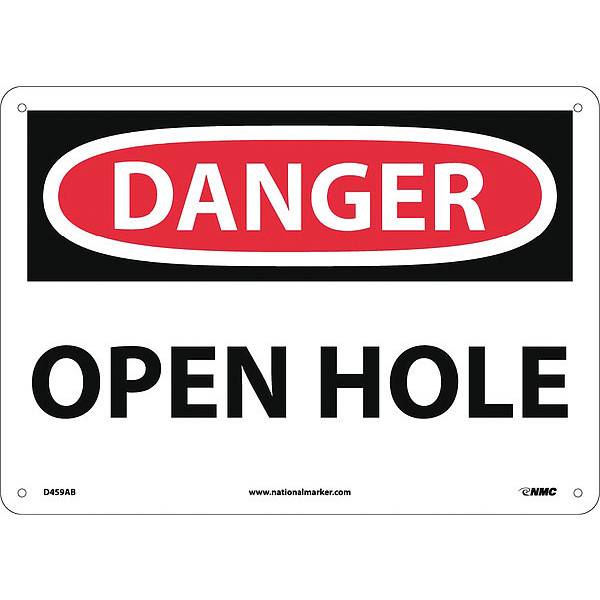 Nmc Danger Open Hole Sign, D459AB D459AB