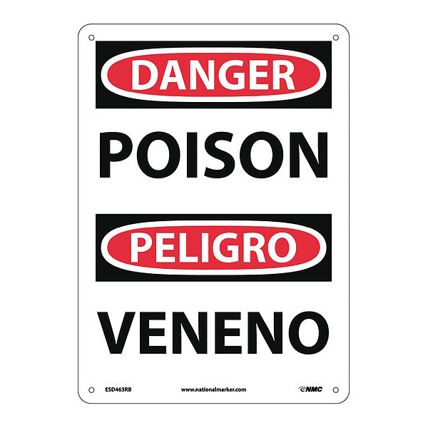 Nmc Danger Poison Sign - Bilingual, ESD463RB ESD463RB