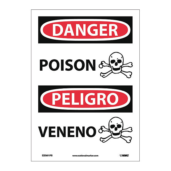 Nmc Danger Poison Sign - Bilingual, ESD691PB ESD691PB