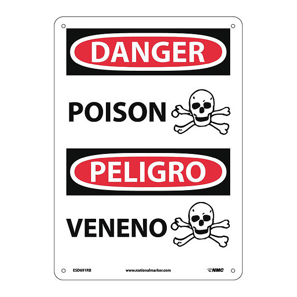 Nmc Danger Poison Sign - Bilingual, ESD691RB ESD691RB
