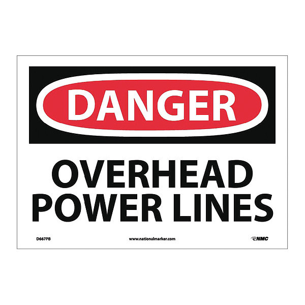 Nmc Danger Overhead Power Lines Sign, D667PB D667PB