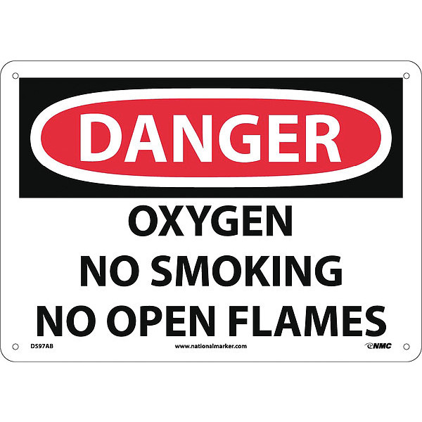 Nmc Danger Oxygen No Smoking No Open Flames Sign D597AB